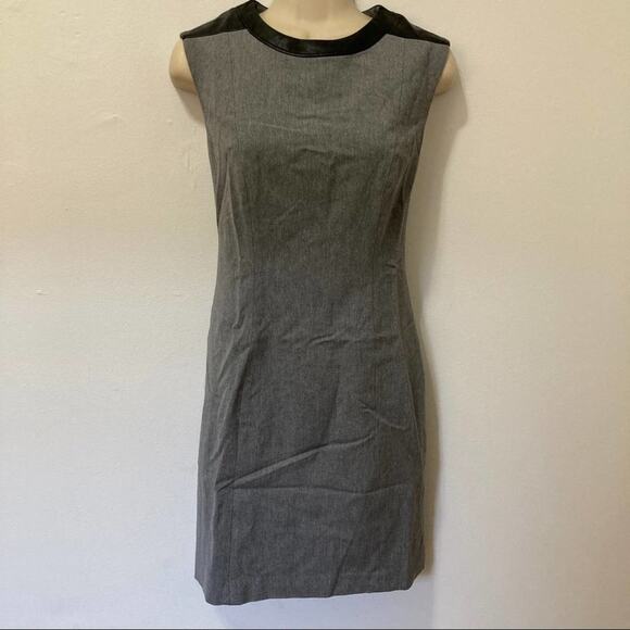 Banana Republic Grey Shift Dress Faux Leather Trim size US 4 - Picture 8 of 8